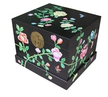 彩繪牡丹床頭柜